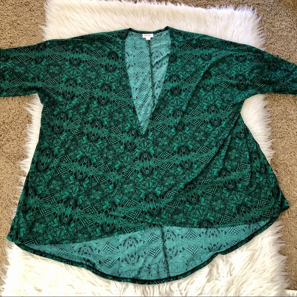 LuLaRoe Teal Patterned Cardigan - Picture 4 of 7